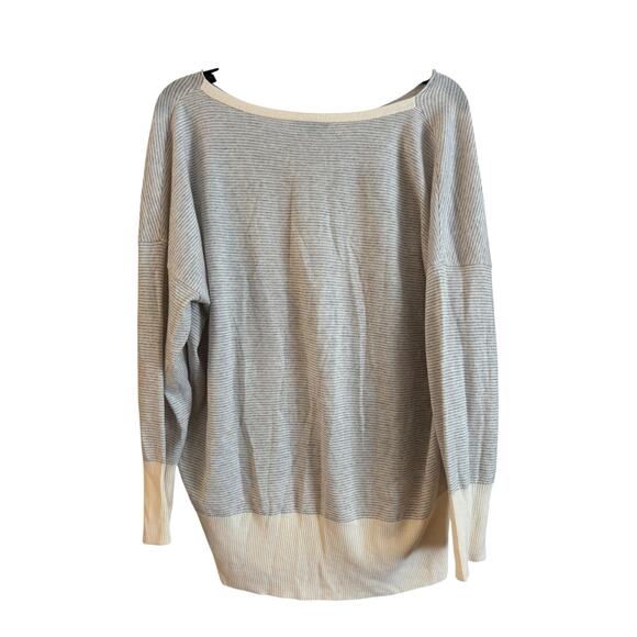 EILEEN FISHER Drape Neck Sweater Tunic 100% Fine Merino Stripes Size Medium - Picture 4 of 6